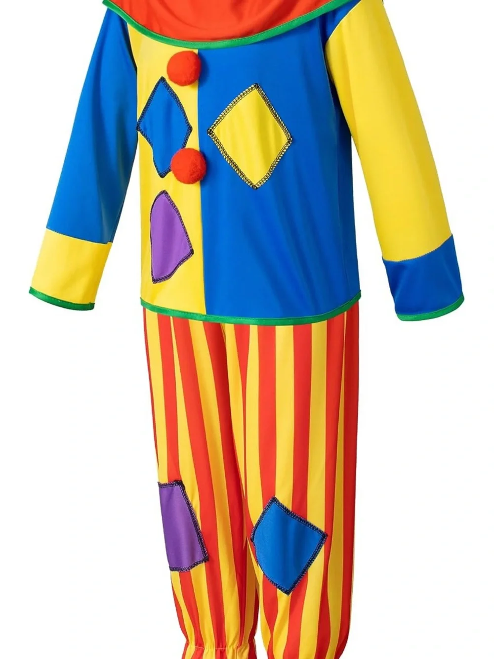 Kids Multicolor Clown Costume with Wig and Accessories
